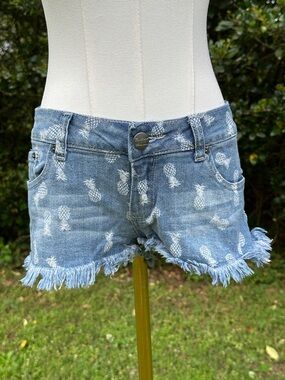 Vintage Havana Girls Denim Palm Print Cutoff Jean Shorts size 26